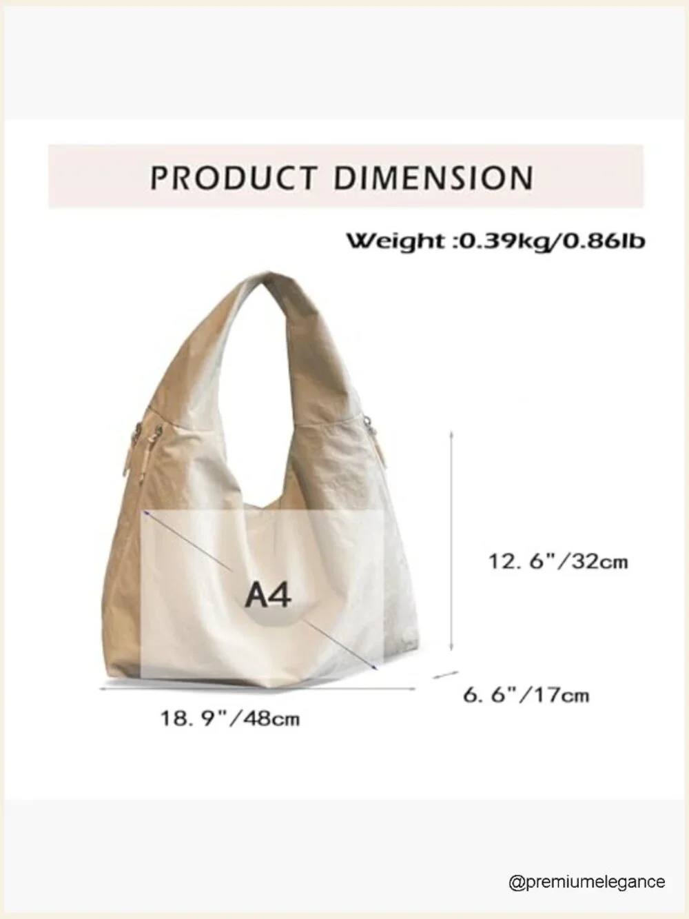 Nylon Slouchy Tote Bag Hobo Shoulder Bag Casual Shopper Handbag Large Capacity